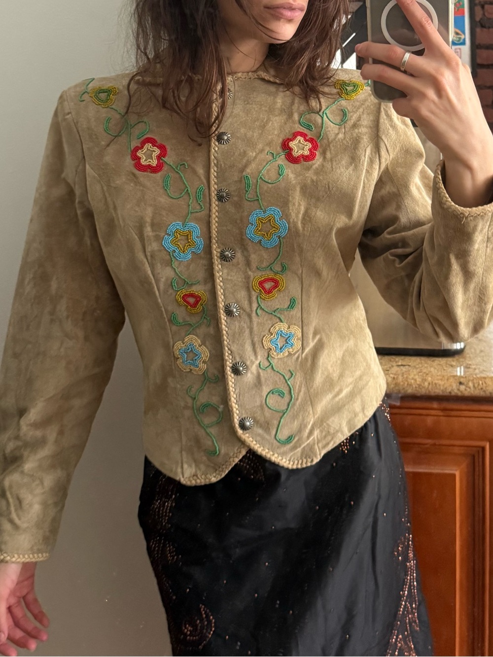 REN ELLIS Suede Beaded Jacket